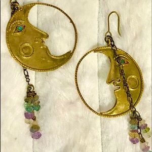 Vintage Brass Moon Earrings